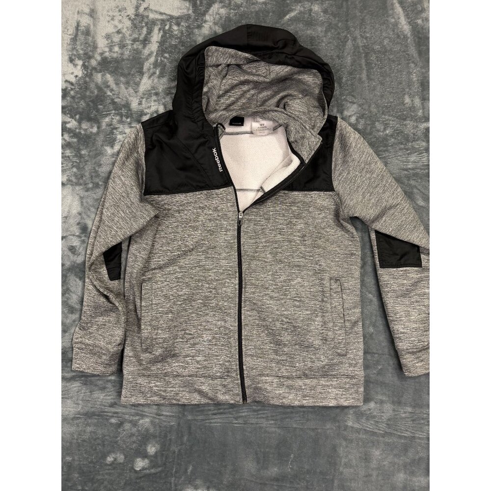Reebok Mens Medium Full-Zip Hooded Jacket Gray/Black Polyester